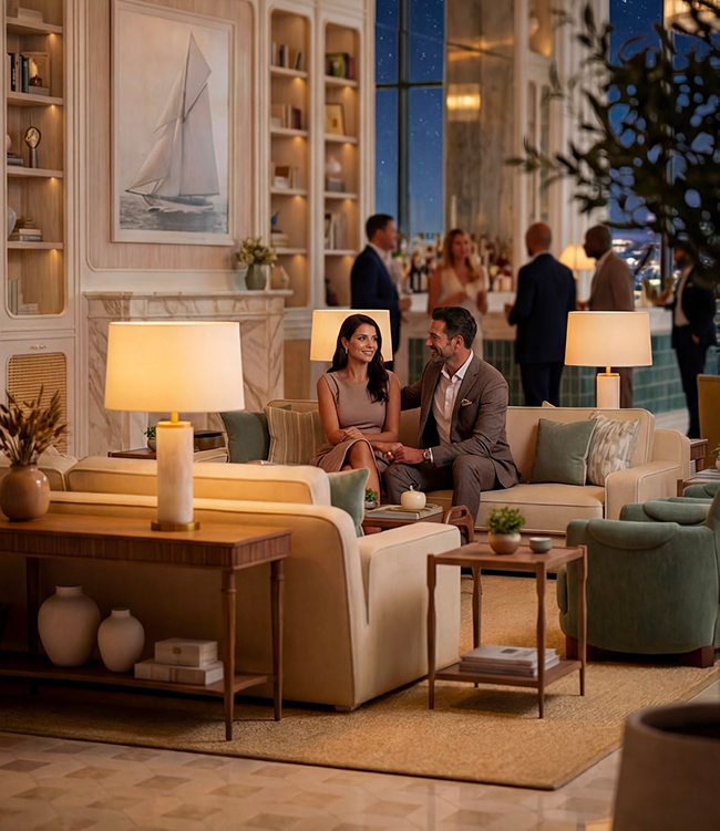 The evening lounge and bar at The Bristol